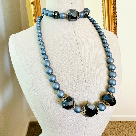 Vintage Blue Crystal Demi Parure Bracelet Set - Picture 7 of 12